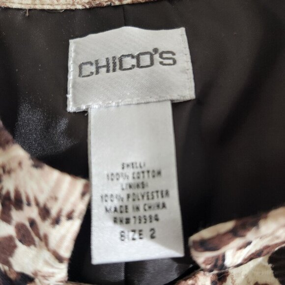 Chico's Size 2/12-14 Leopard Print Button Down Mandarin Collar Lined Jacket - Picture 14 of 14